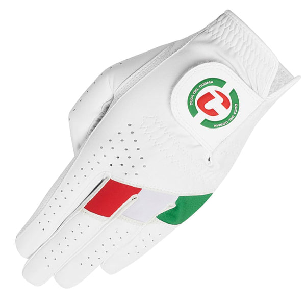 Duca Del Cosma Hybrid Pro Primavera Cabretta Leather Golf Glove - White/Green/Red