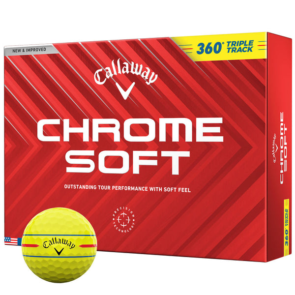 Callaway Chrome Soft 360 Triple Track Golf Balls - Yellow - 12 Pack