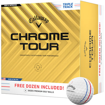 Callaway Chrome Tour Triple Track Golf Balls - White - 4 For 3 Dozen