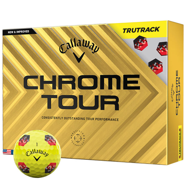 Callaway Chrome Tour TruTrack Golf Balls - Yellow - 12 Pack