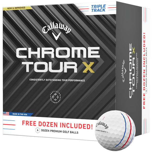 Callaway Chrome Tour X Triple Track Golf Balls - White - 4 For 3 Dozen