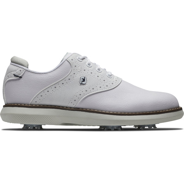 FootJoy Juniors Traditions Spiked Waterproof Shoes - White/Grey