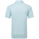 FootJoy Micro Feeder Stripe Lisle Polo Shirt - Light Blue/White