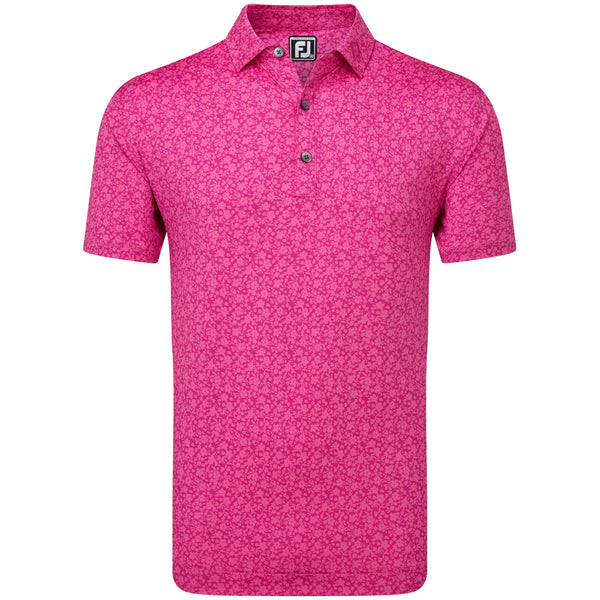 FootJoy Painted Floral Lisle Polo Shirt - Berry