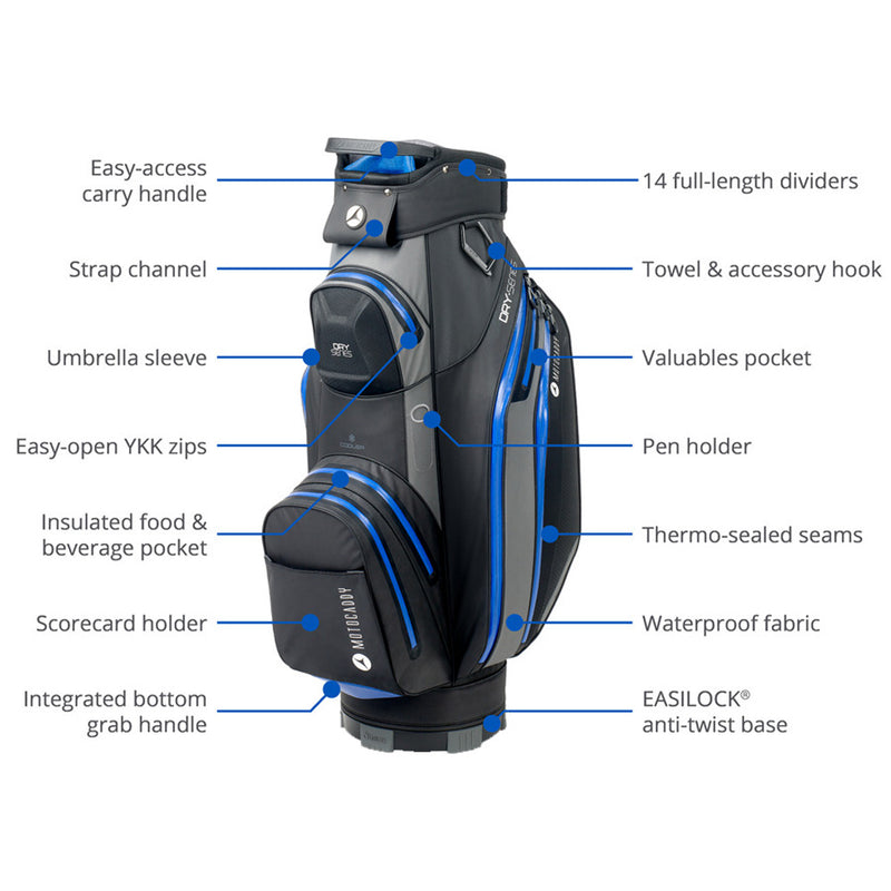 Motocaddy Dry Series Cart Waterproof Bag - Charcoal/Blue