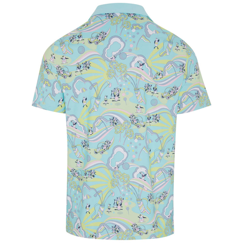 Original Penguin 60's Heritage Print Polo Shirt - Tanager Turquoise