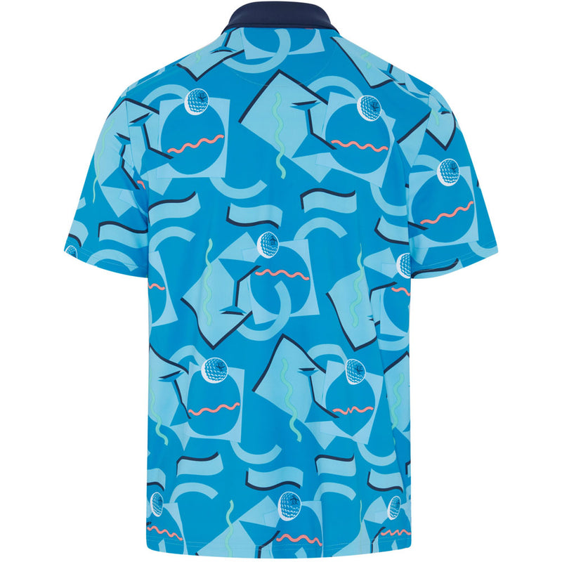 Original Penguin All Over Abstract Polo Shirt - Blue Jewel