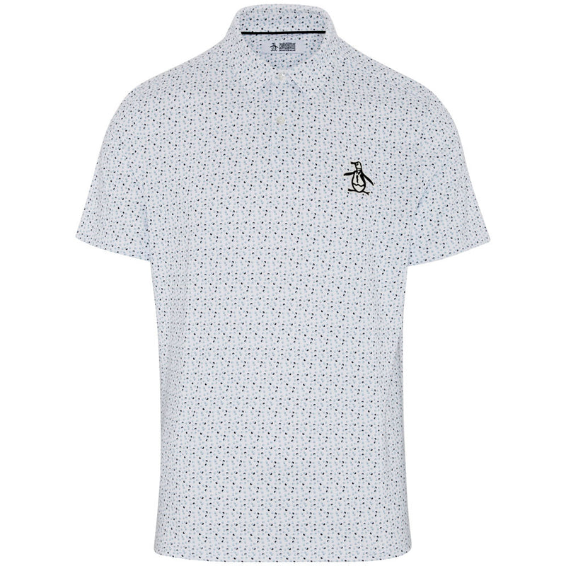 Original Penguin All Over Golf Ball Print Polo Shirt - Bright White