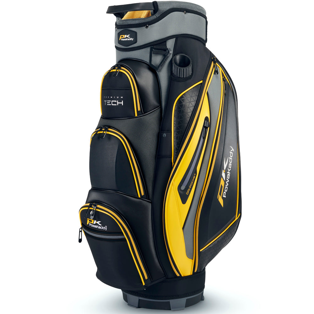 PowaKaddy Premium Tech Cart Bag Gun Metal/Black/Yellow Trim