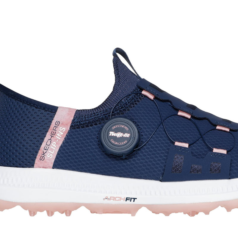 Skechers Elite 5 Slip-Ins Ladies Spikeless Waterproof Shoes -  Navy/Pink