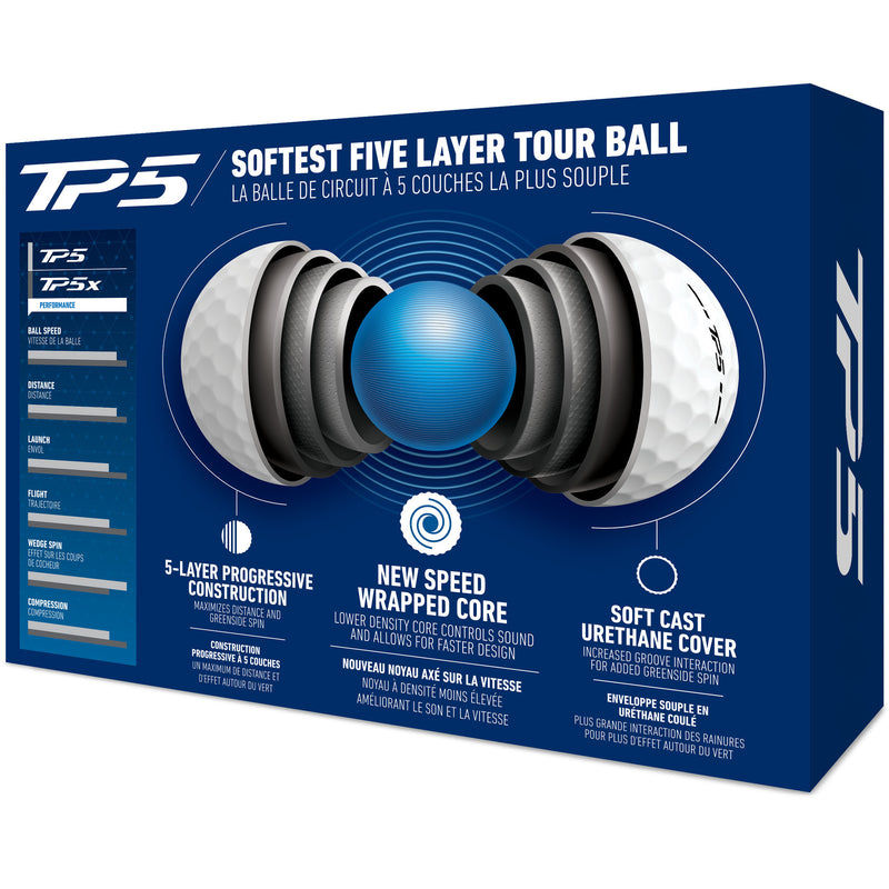 TaylorMade TP5 Golf Balls - White - 12 Pack