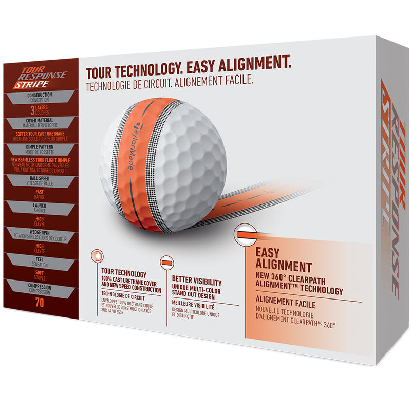 TaylorMade Tour Response Stripe Golf Balls - Orange - 12 Pack