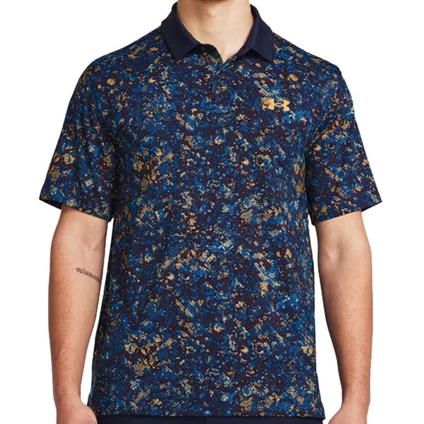 Under Armour T2G Printed Polo Shirt - Midnight Navy/Photon Blue/Nova Orange