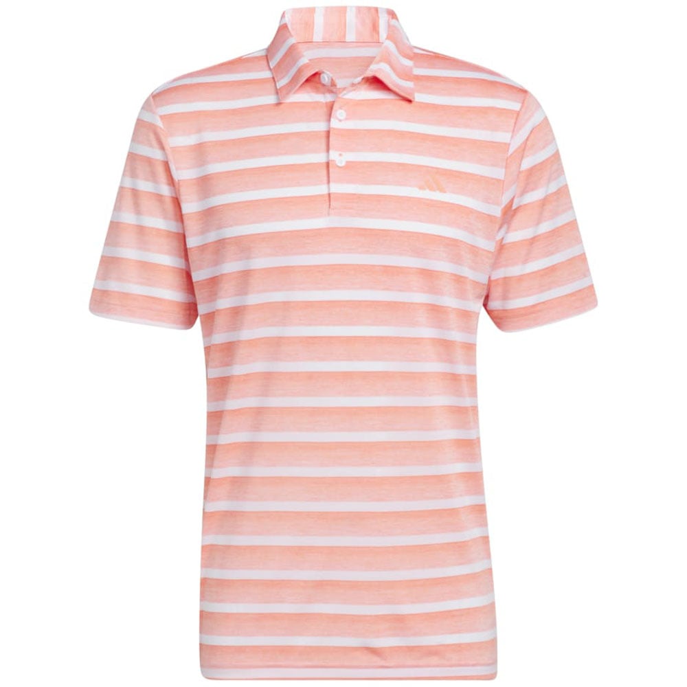 Adidas 2 Clear Stripe Polo Shirt Coral Fusion White