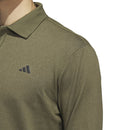 adidas Essentials Heathered Long Sleeve Polo Shirt - Olive Strata Melange