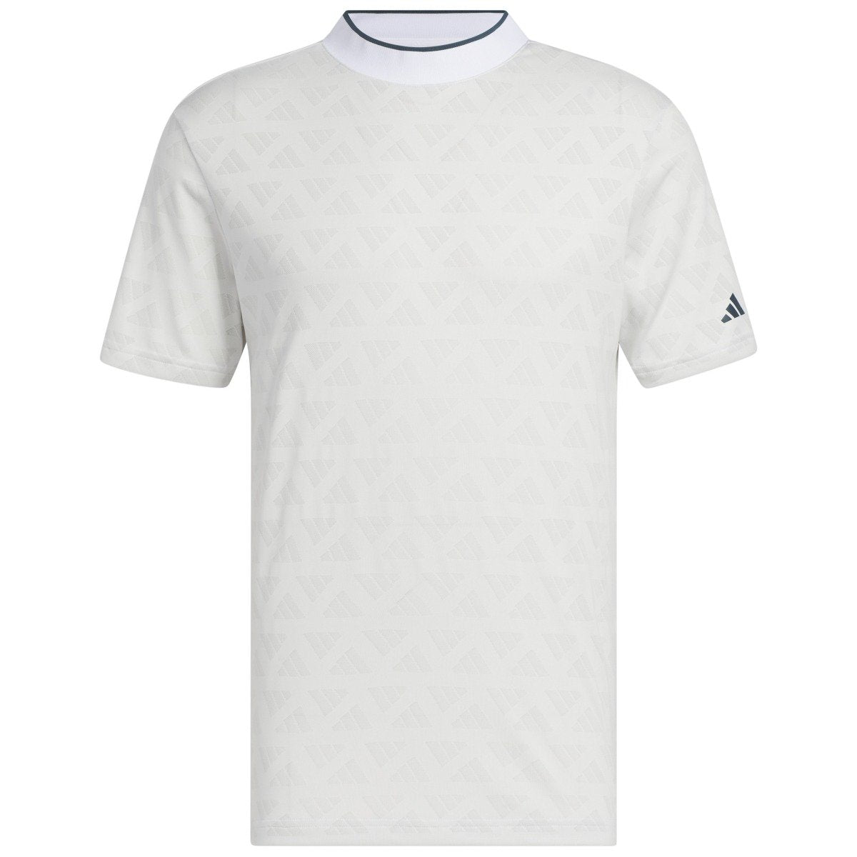 adidas Jacquard Mock Polo Shirt Grey One White