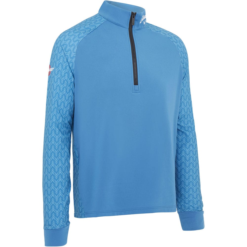 Gilet FootJoy Homme Medium - 1/4 Zip Bleu Wedgewood, Performance Golf, Neuf Avec Léger Défaut