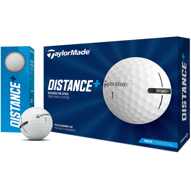 TaylorMade Distance+ Golf Balls - White - 12 Pack