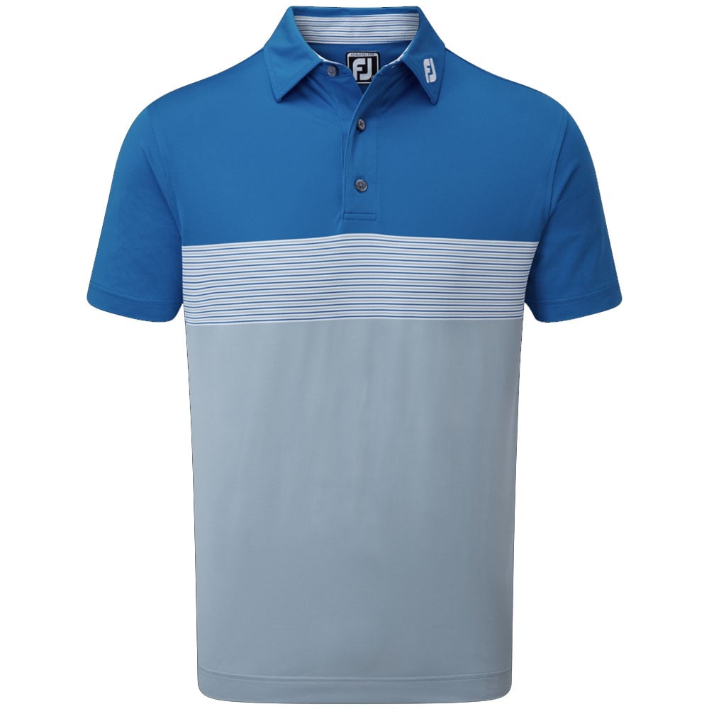 FootJoy Colour Block Pique Polo Shirt Royal/Dove Grey/White