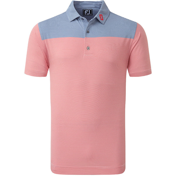 FootJoy End-On-End Block Polo Shirt - White/Racing Red/Twilight