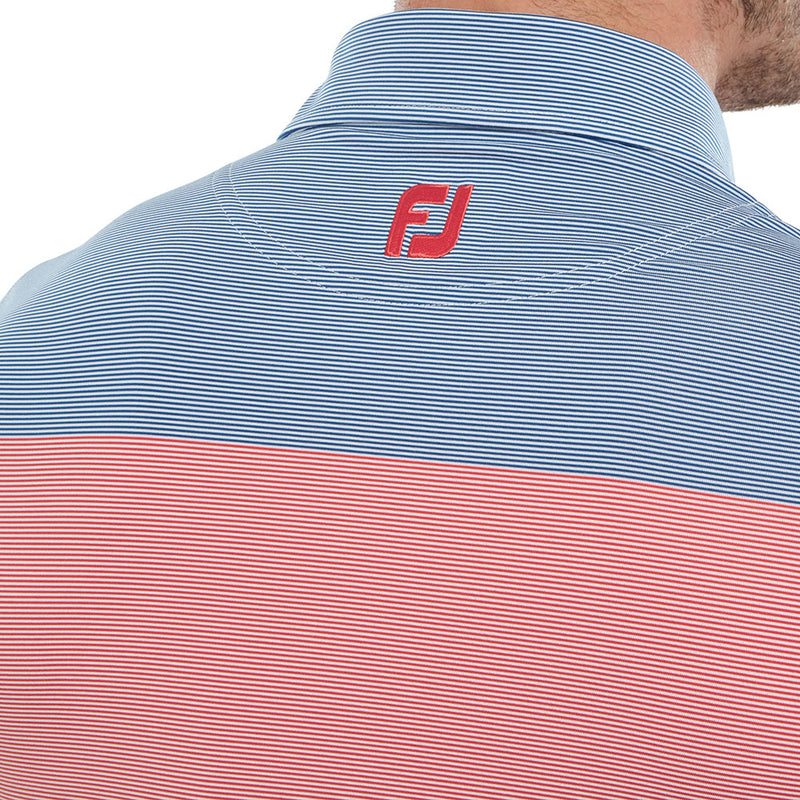 FootJoy End-On-End Block Polo Shirt - White/Racing Red/Twilight