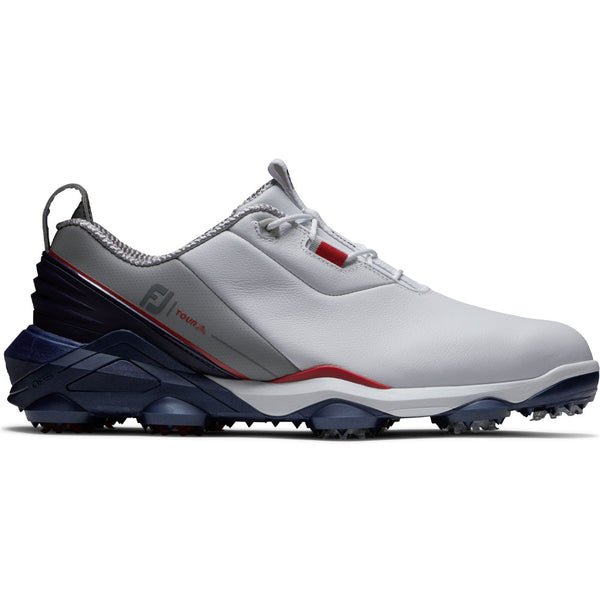 FootJoy Tour Alpha Waterproof Spiked Shoes - White/Navy/Grey