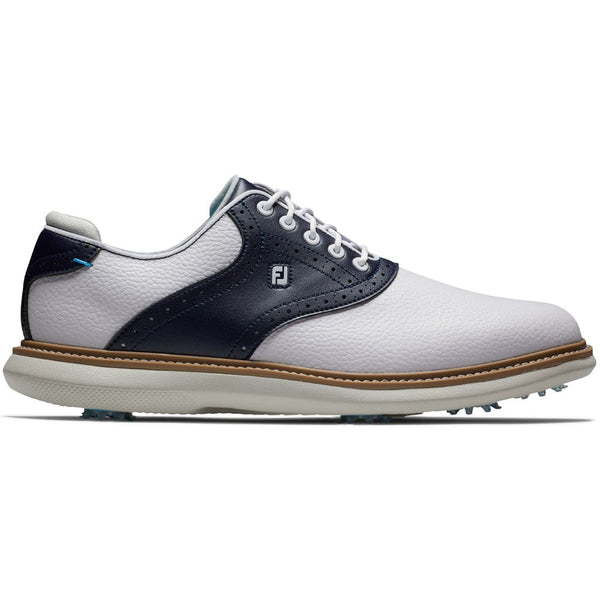 FootJoy Traditions Waterproof Spiked Shoes - White/Navy