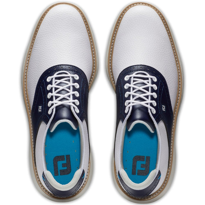 FootJoy Traditions Waterproof Spiked Shoes - White/Navy
