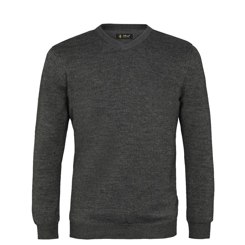 Island Green Supersoft Fine Knit V Neck Sweater - Dark Charcoal