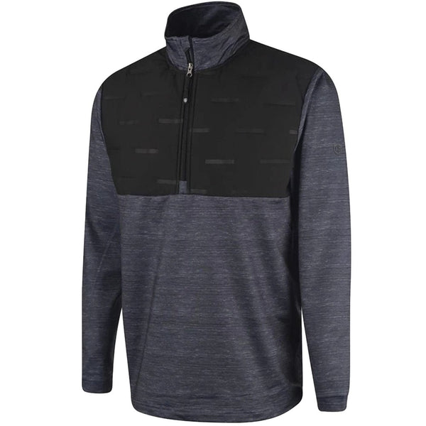 Island Green 1/4 Zip Pullover with Padded Yoke - Charcoal Marl/Black