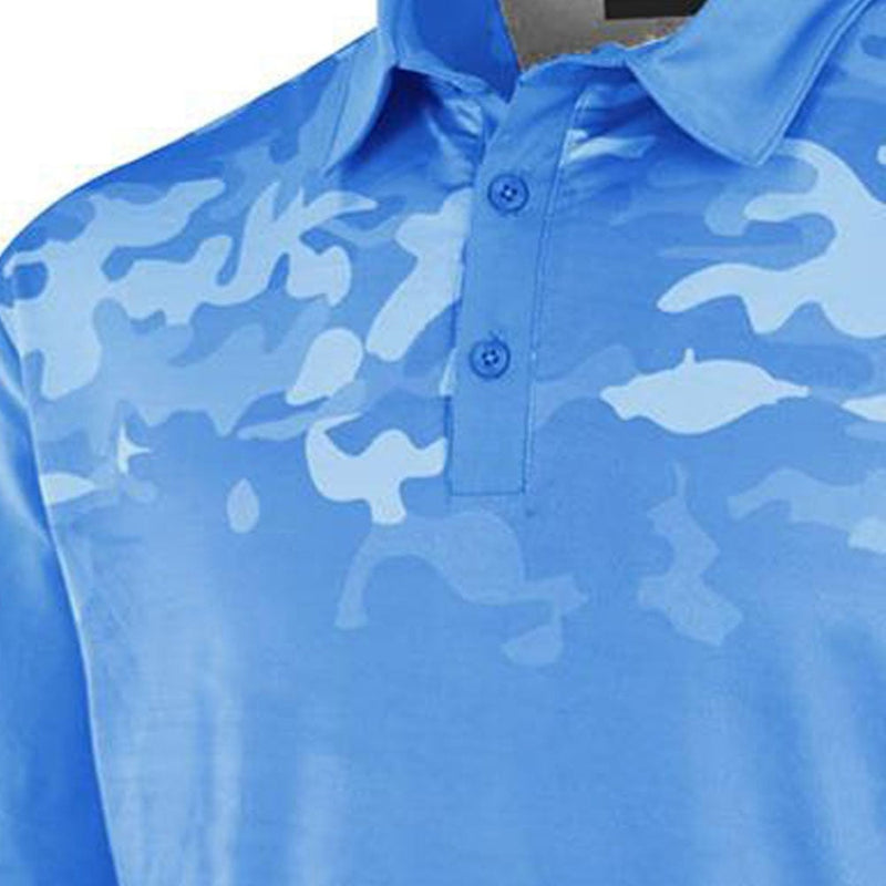 Island Green Graded Camo Print Polo Shirt - Mid-Blue Camo