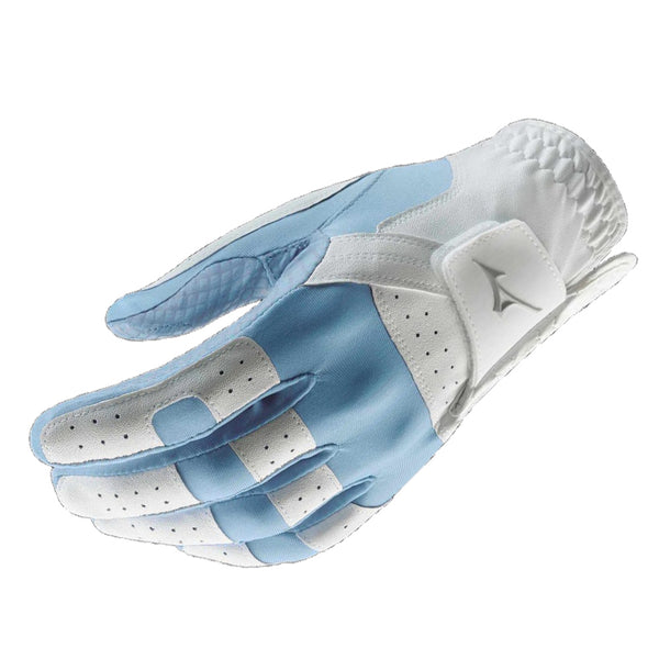 Mizuno Ladies Stretch Golf Gloves - White/Blue