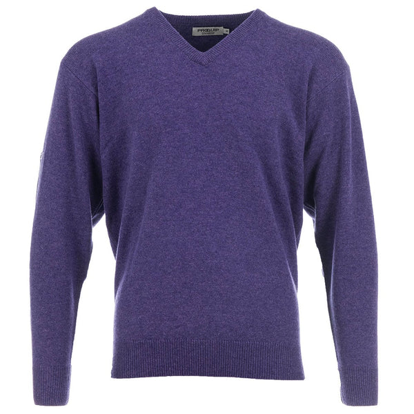 ProQuip Lambswool Water Repellent V Neck Golf Sweater - Purple