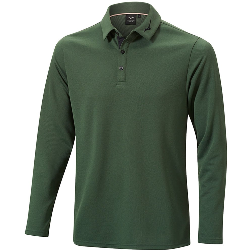 Mizuno Breath Thermo Winter Long Sleeve Polo Shirt Forest Green