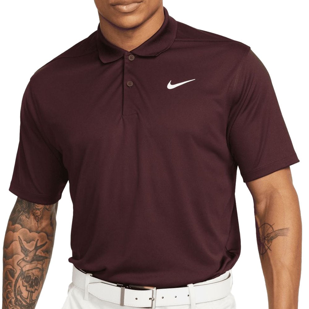 Nike Dri FIT Victory Polo Shirt Burgundy Crush White