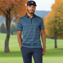 Original Penguin All Over YD Jacquard Colour Block Polo Shirt - Black Iris