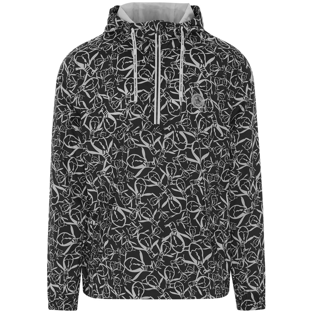 Original Penguin 1 4 Zip Trademark Printed Wind Jacket Caviar