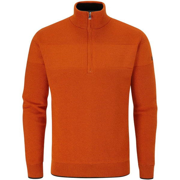 Oscar Jacobson Anders Lined 1/2 Zip Sweater - Orange Rust