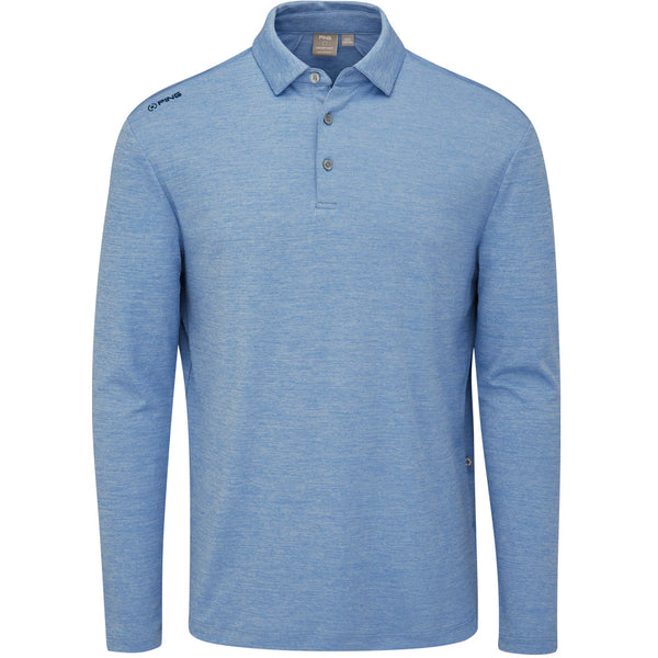 Ping Emmett Long Sleeve Polo Shirt - Stone Blue Marl