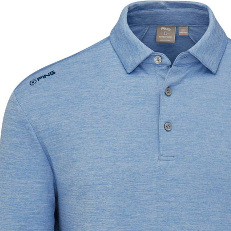 Ping Emmett Long Sleeve Polo Shirt - Stone Blue Marl