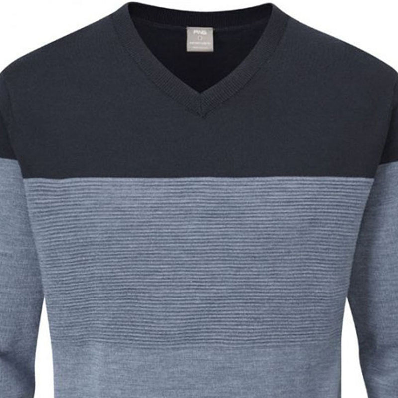 Ping Lucas V-Neck Sweater - Greystone Marl/Navy