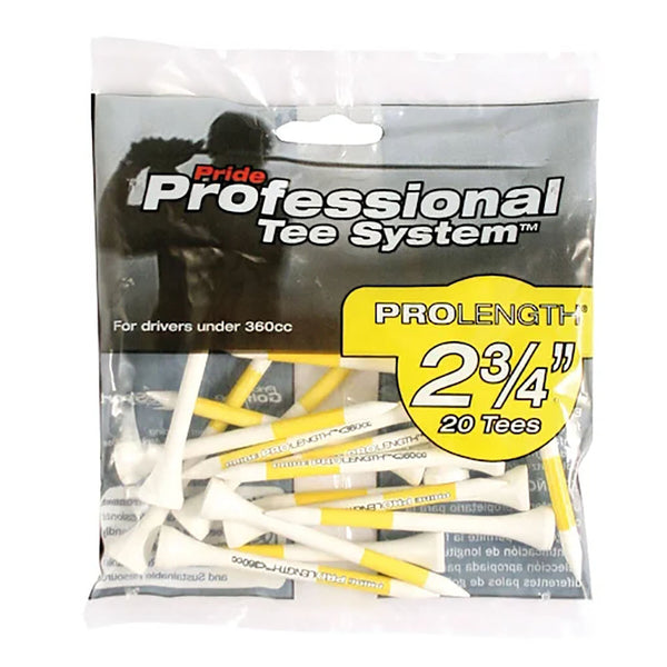 Pride Pro Length 2.75" Tees (Pack of 20) - Yellow