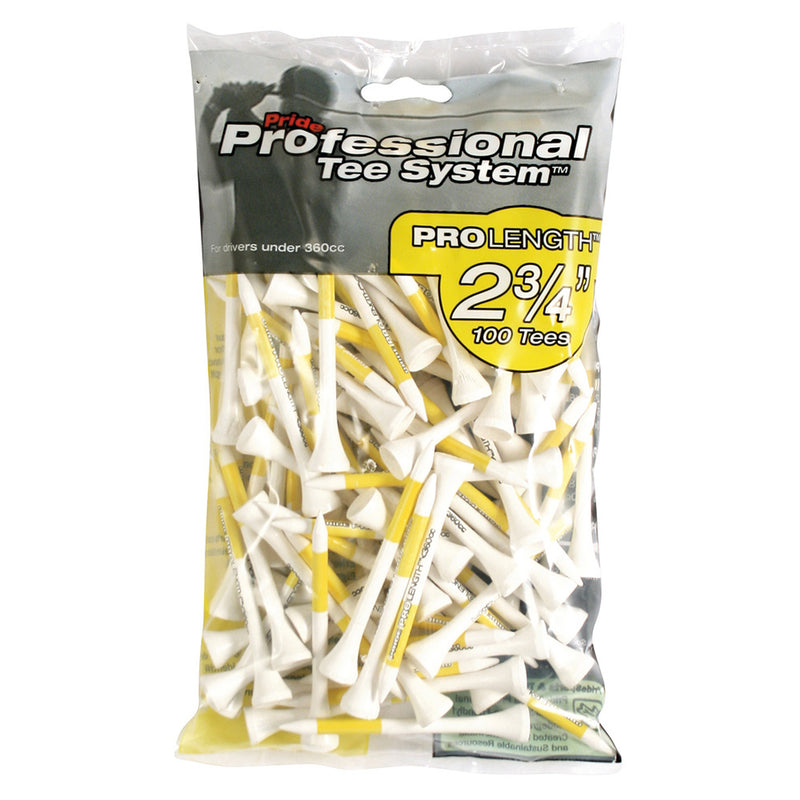 Pride Pro Length 2.75" Tees (Pack of 100) - Yellow