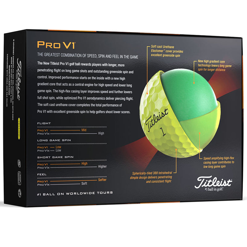 Titleist Pro V1 Golf Balls - Yellow - 12 Pack