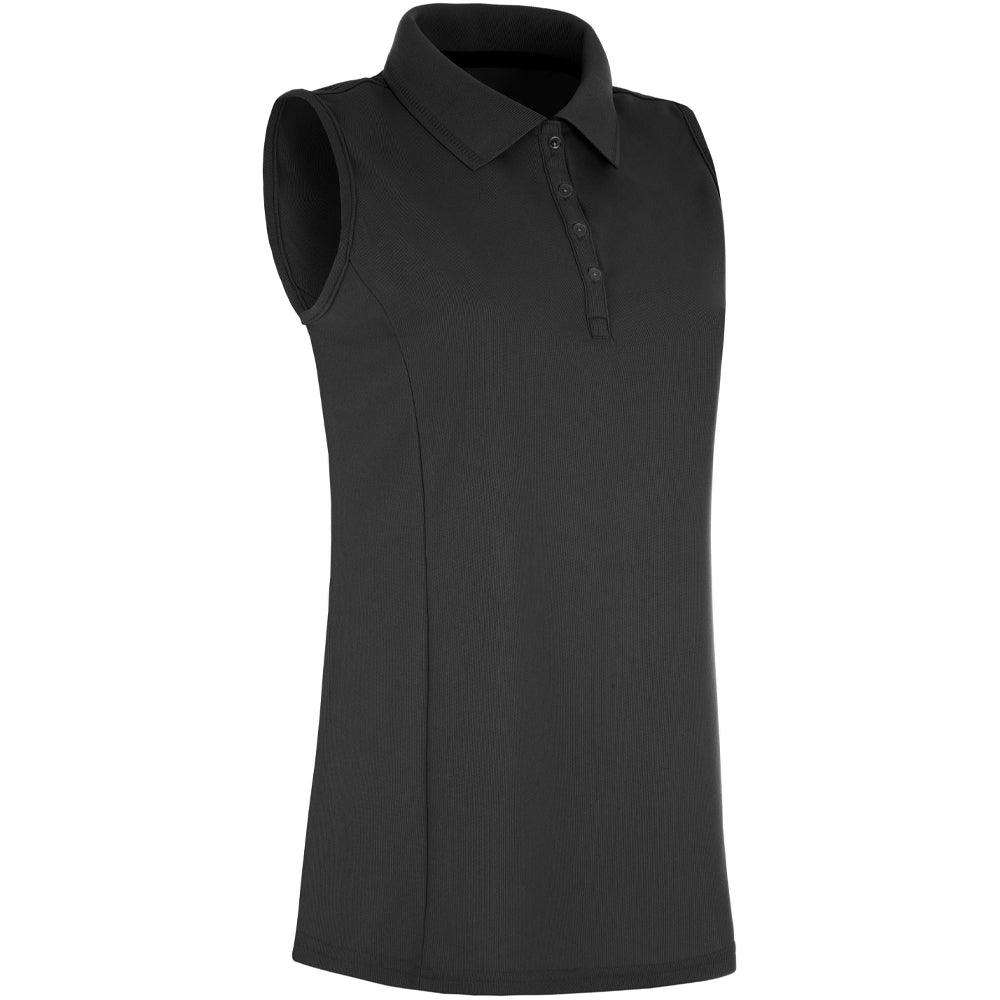 ProQuip Ladies Pro Tech Sleeveless Polo Shirt Black