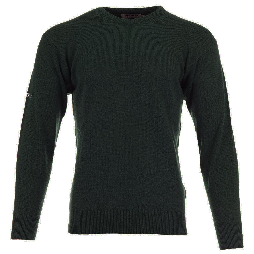 ProQuip Lambswool Water Repellent Crew Neck Golf Sweater Tartan Gree