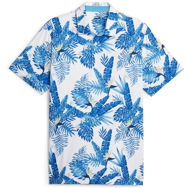 Puma Cloudspun Aloha Polo Shirt - White Glow/Festive Blue