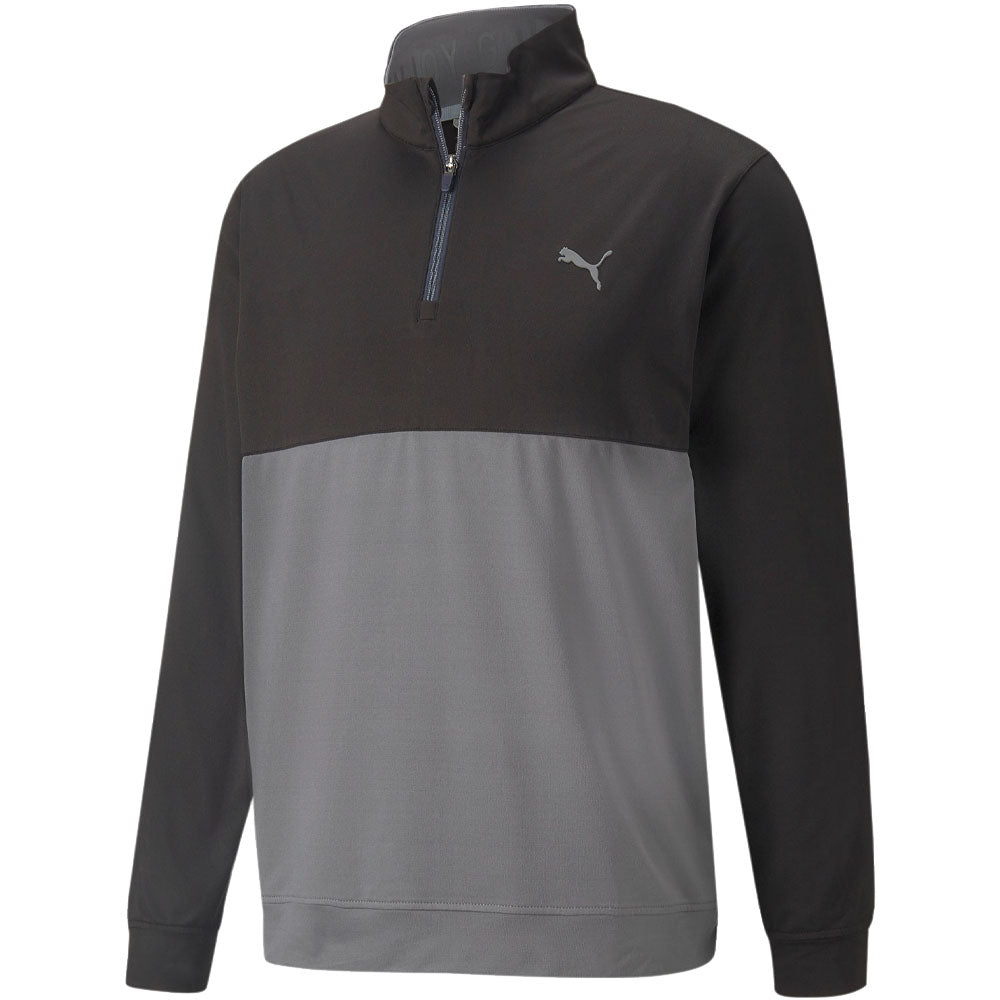 Puma Gamer Colour Block 1 4 Zip Pullover Black Quiet Shade