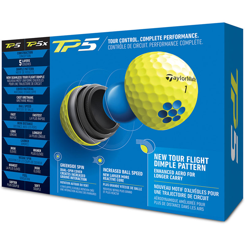 TaylorMade TP5 Golf Balls - Yellow - 12 pack