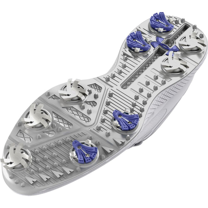 Under Armour Ladies Charged Breathe 2 Waterproof Spiked Shoes - White/Metallic Silver